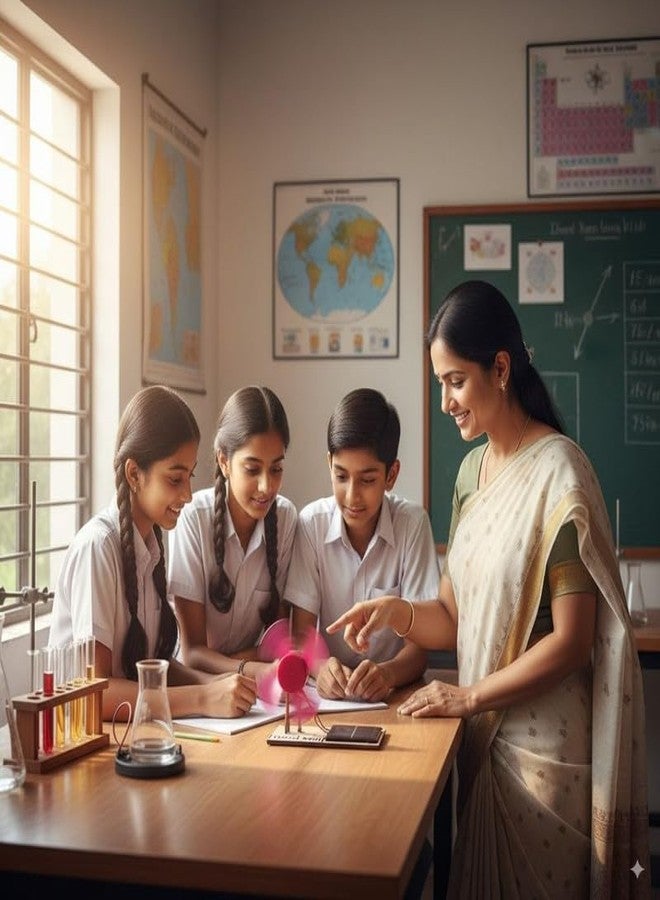 ESPtronics DIY Readymade Combo Wind Mill Solar Panel Cell Science Experiment 6v Physics Working Model Project Toys Kit for School Kids (Solar Fan) - Image 2